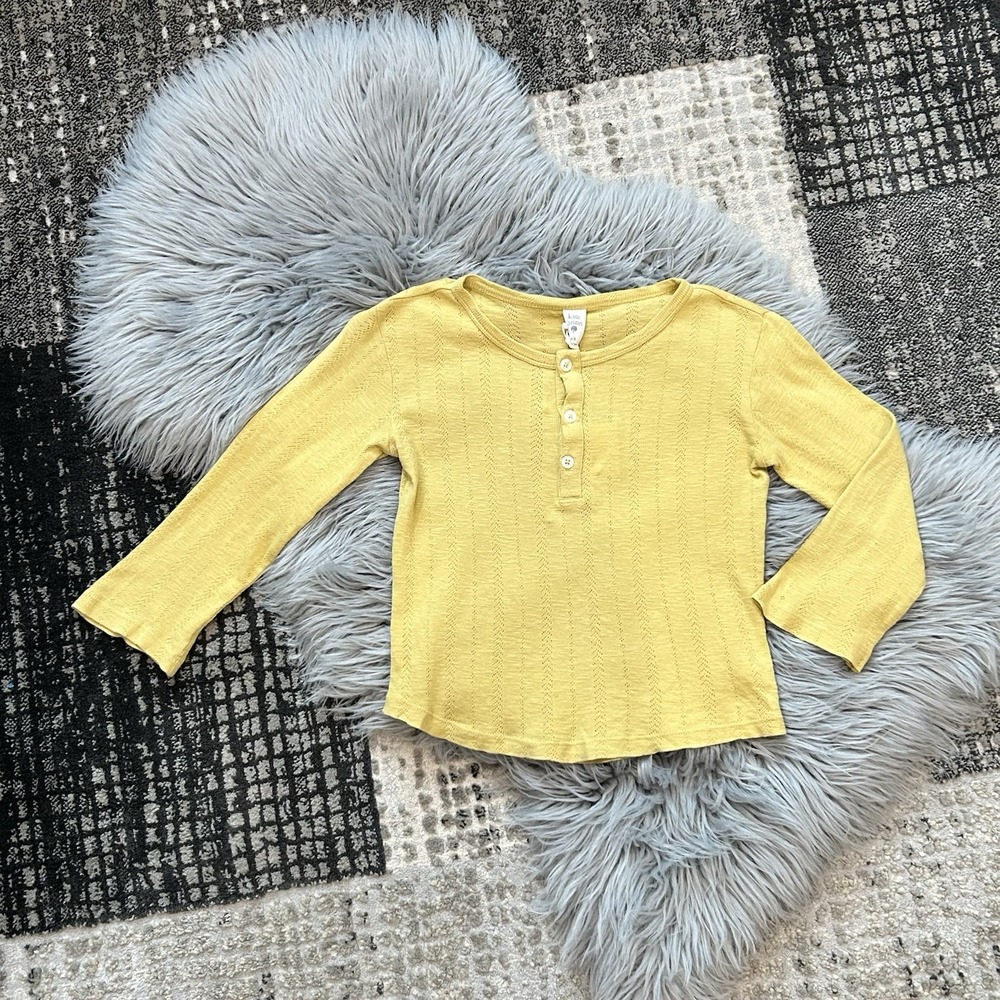 Kate Quinn Girls Long Sleeve Knit Mustard Yellow Henley Size‎ 6Y